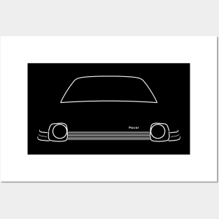 AMC Pacer 1970s American classic car white outline graphic Posters and Art